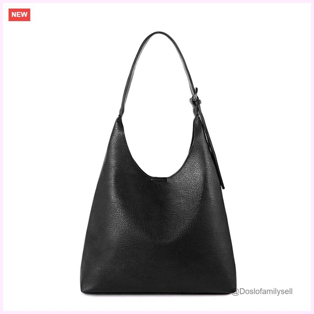 Vegan Leather Hobo Shoulder Bag Adjustable Strap Slouchy Purse